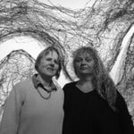 Lorraine-Connelly-Northey-and-Penny-Algar.Detail-_Murray-River-Cloak_-2008-in-background.-Wangaratta-Art-Gallery-2015.-Photo-Robert-Hirschmann.-JPG-e1448502254636