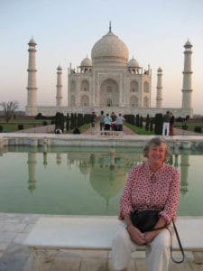 Maron Hosking in front of the Taj Mahal, an inspiration for her silver jewellery. 