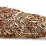 Janine McAullay Bott, Fish Trap Year: 2016 Medium: Palm fronds (Queen Palm); agave, mulberry branch, curtain rings, gum nuts Size:18x44x44cm Cat: ART-JMB1016-3