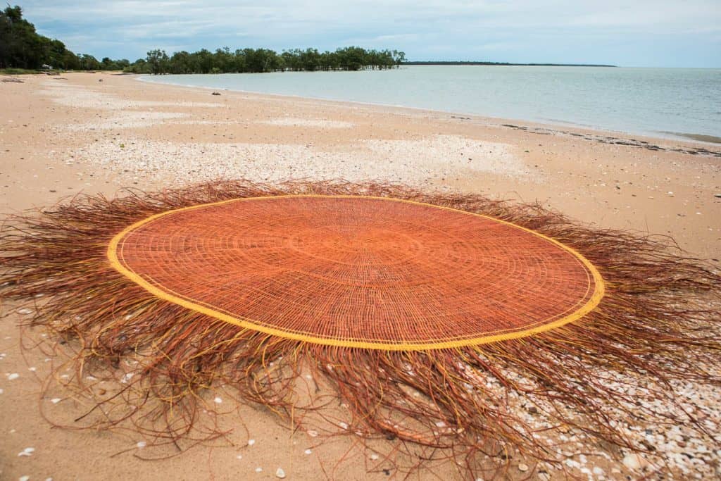 Helen Ganalmirriwuy, 12-19 Gunga mat, 2019, woven pandanus fibre, natural dye, 210 x 210cm