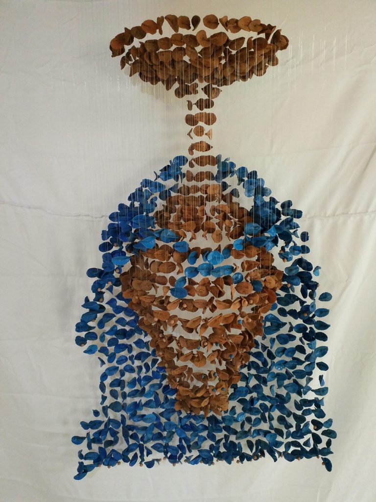 Ngozi-Omeje, Overflowing, 2024, ceramic/ plastics/ metal, 180 x 90 x 30cm